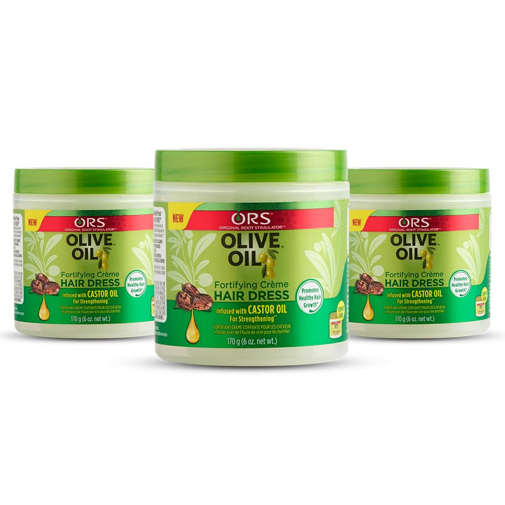 ORS Olive Oil Fortifying Cream with Castor Oil – Strengthening Hair Dress, 6 oz (Pack of 3)