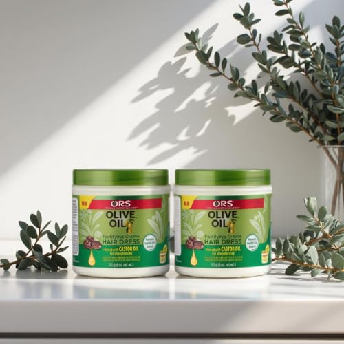 ORS Olive Oil Fortifying Cream Hair Dress with Castor Oil – Strengthening Moisturizer 6 oz (Pack of 2)