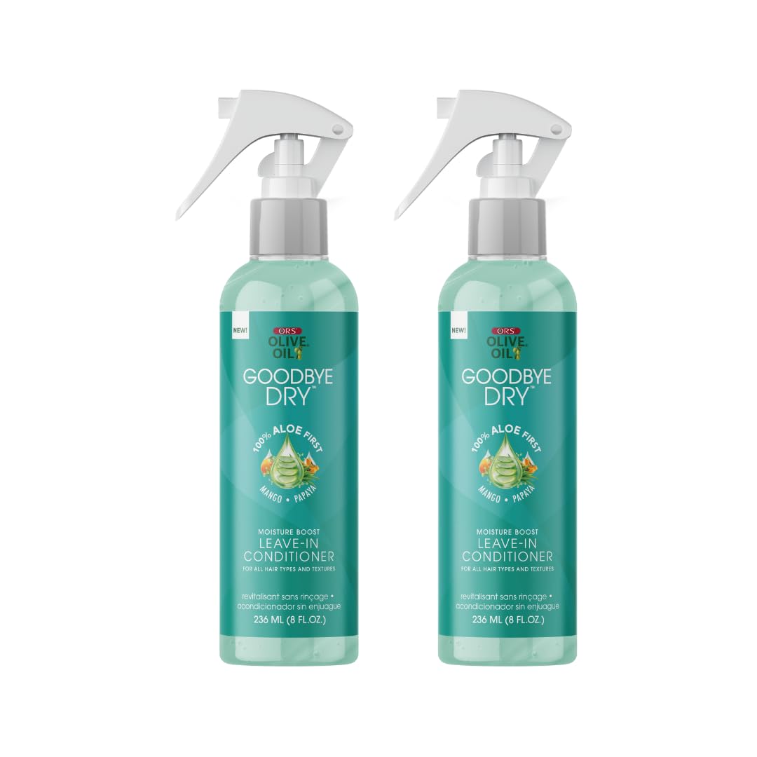 ORS Olive Oil Goodbye Dry Moisture Boost Leave-In Conditioner – Aloe, Mango & Papaya for All Hair Types (Pack of 2)
