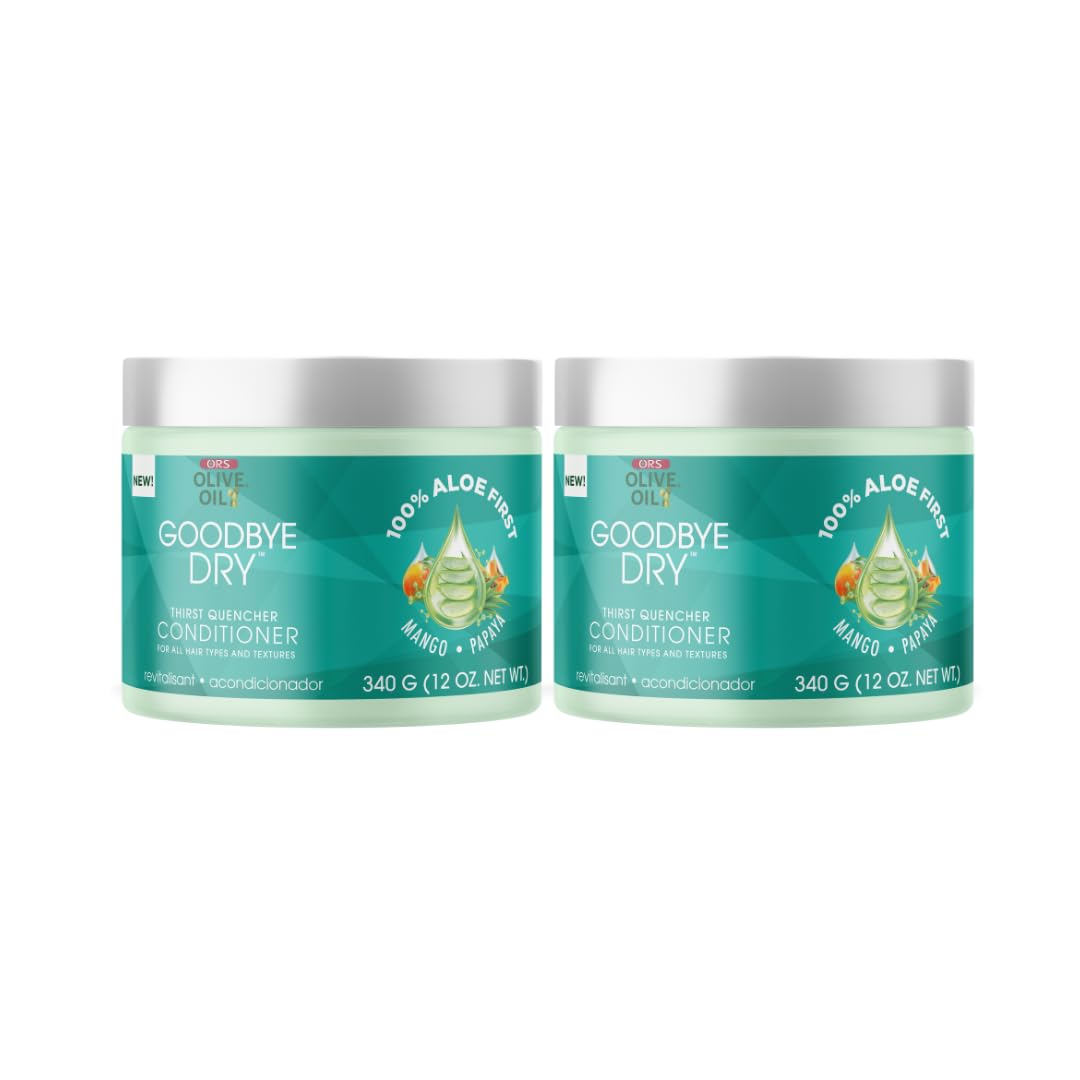 ORS Olive Oil Goodbye Dry Thirst Quencher Conditioner – Aloe, Mango & Papaya, Moisturizes & Softens All Hair Types (12 oz)