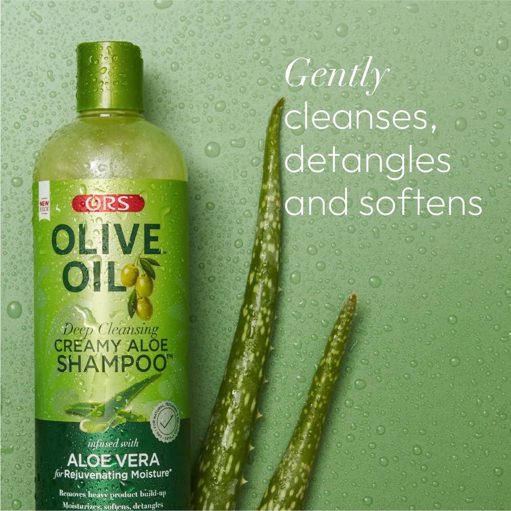 ORS Olive Oil Moisture Restore Creamy Aloe Shampoo with Aloe Vera – 12.5 oz (Pack of 2)