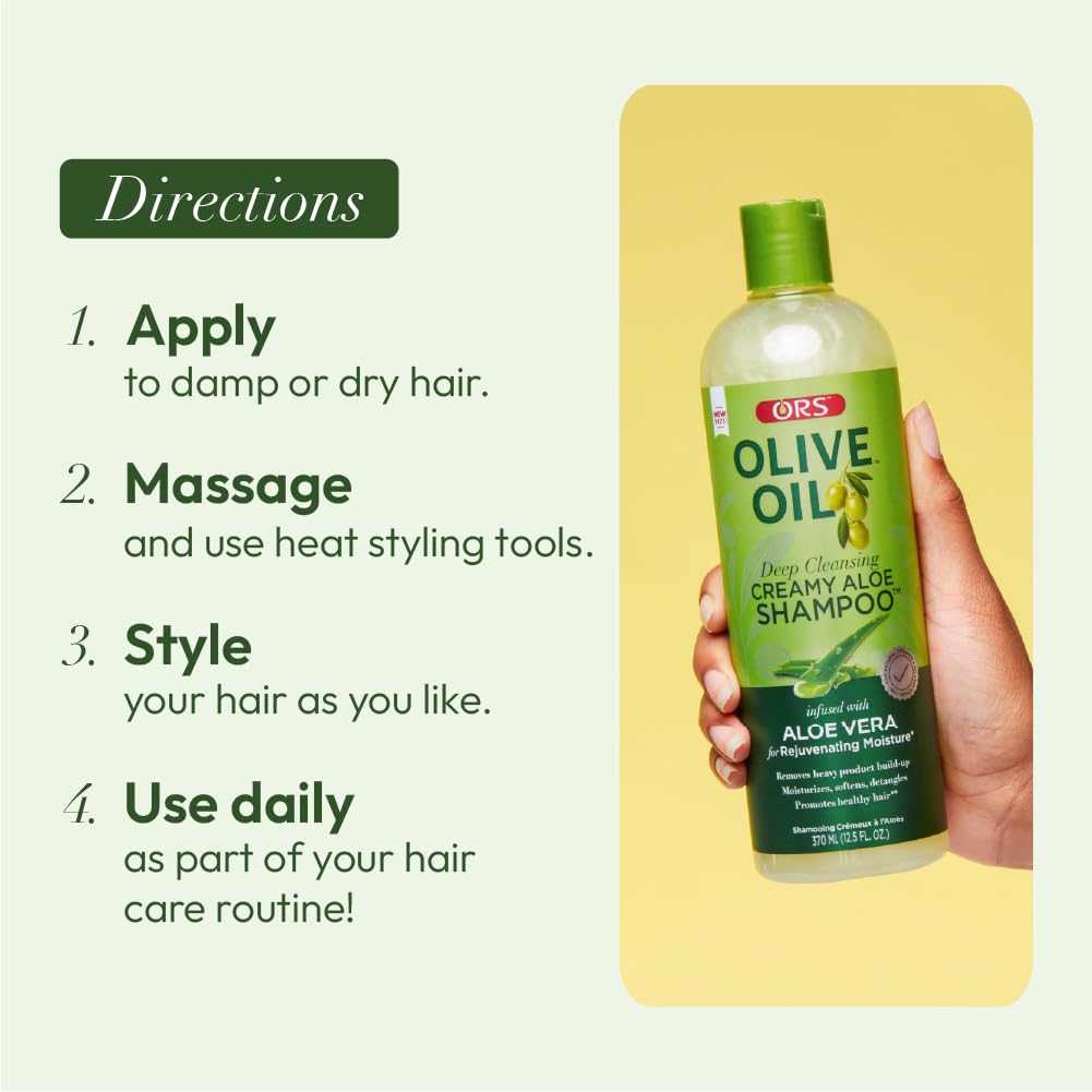 ORS Olive Oil Moisture Restore Creamy Aloe Shampoo with Aloe Vera – 12.5 oz (Pack of 2)