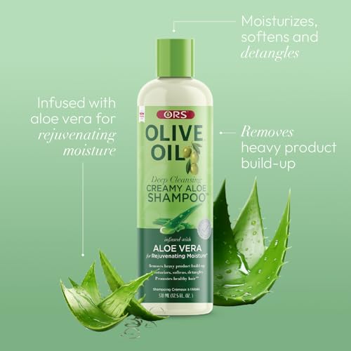 ORS Olive Oil Moisture Restore Creamy Aloe Shampoo with Aloe Vera – 12.5 oz Pack of 4