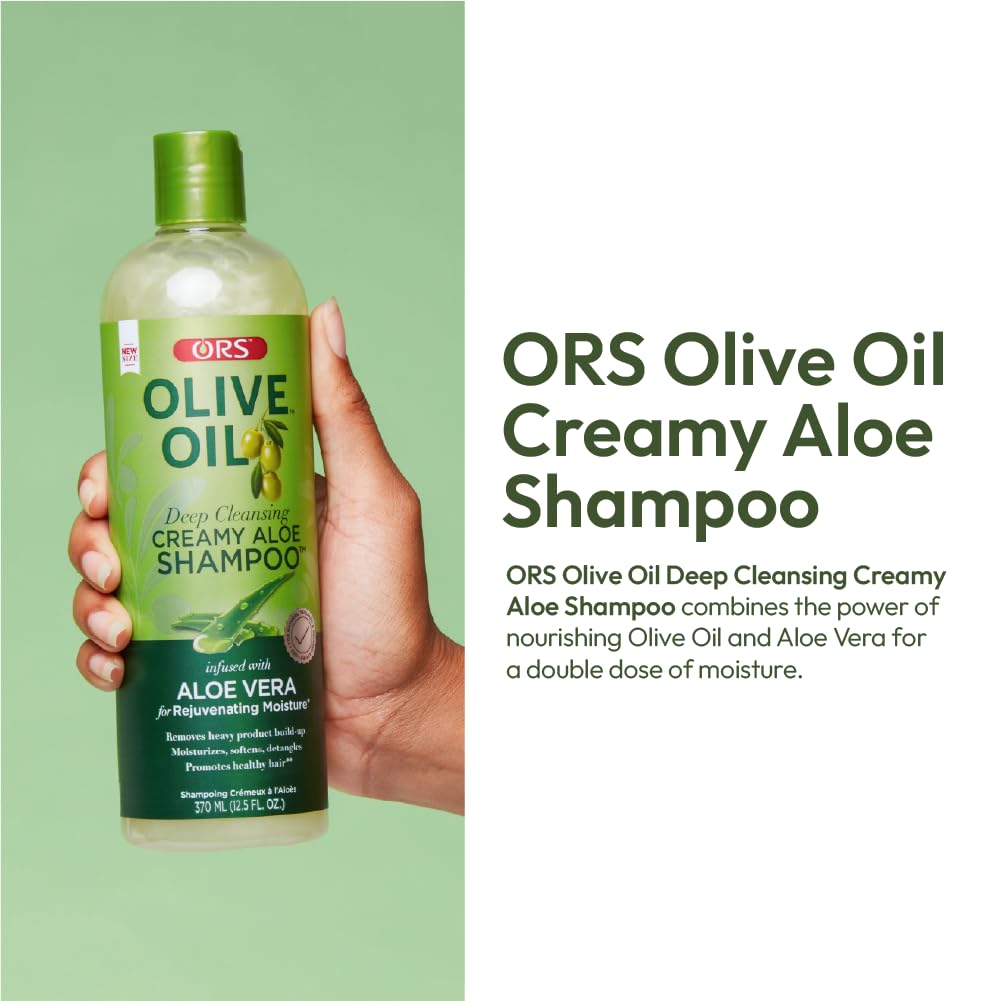 ORS Olive Oil Moisture Restore Creamy Aloe Shampoo with Aloe Vera – 12.5 oz (Pack of 2)