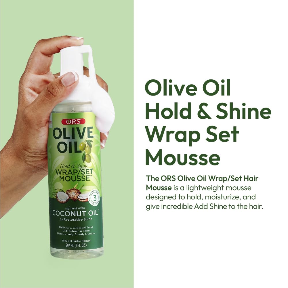 ORS Olive Oil Wrap Set Mousse – Hold & Shine, Coconut Oil, 2x7 oz