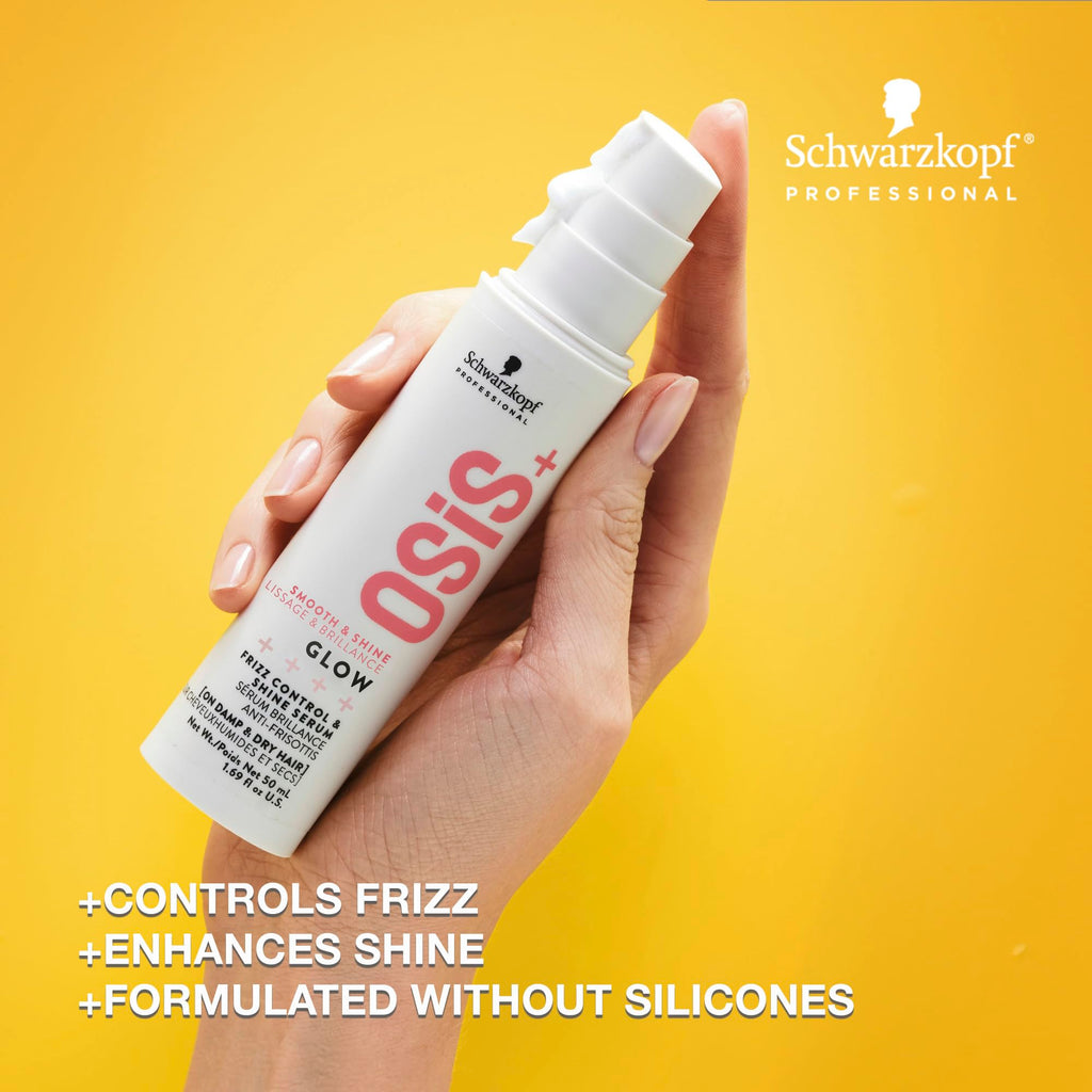 OSiS+ Glow Anti-Frizz Shine Serum 1.69 oz (2 Pack) – Lightweight, Non-Greasy | Heat & Humidity Protection | All Hair Types