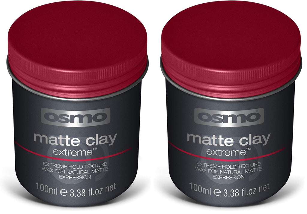 Osmo Matte Clay Extreme Hold (3.38 oz) – Pack of 2 | Matte Finish, All-Day Texture & Control