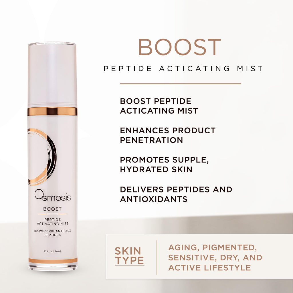 OSMOSIS BOOST Peptide Hydrating Facial Mist with Hyaluronic Acid – Aging, Pigmented, Sensitive & Dry Skin | 2.7 fl oz