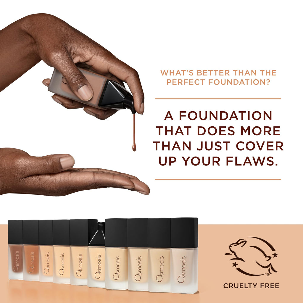 Osmosis Flawless Foundation – Lightweight Serum-Makeup Hybrid, Matte Finish, 10 Shades, Java 1 oz