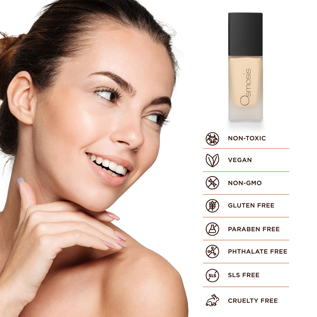 Osmosis Flawless Foundation – Lightweight Serum Foundation with Matte Finish (10 Shades, Truffle, 1 oz)