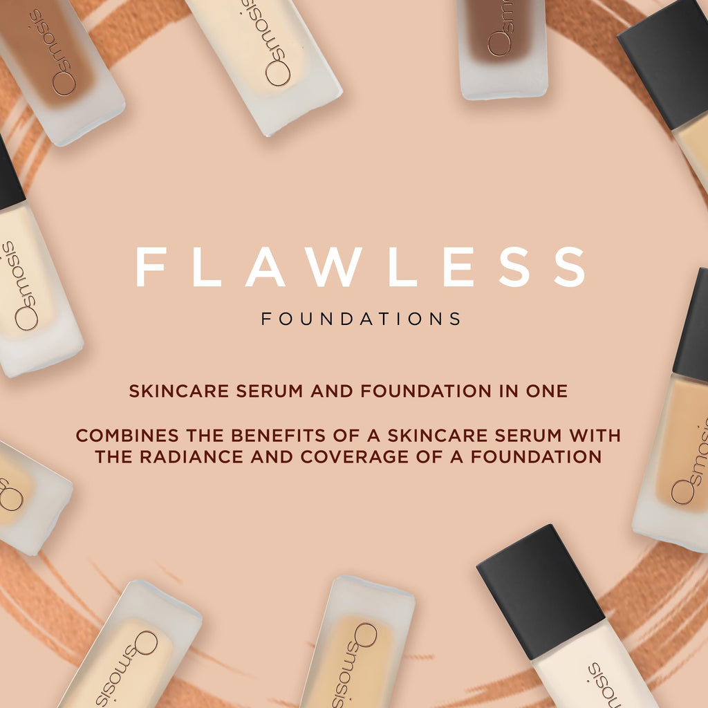 OSMOSIS Flawless Foundation — Lightweight Skincare Serum & Foundation, Matte Finish, 10 Shades (Ivory, 1 oz)