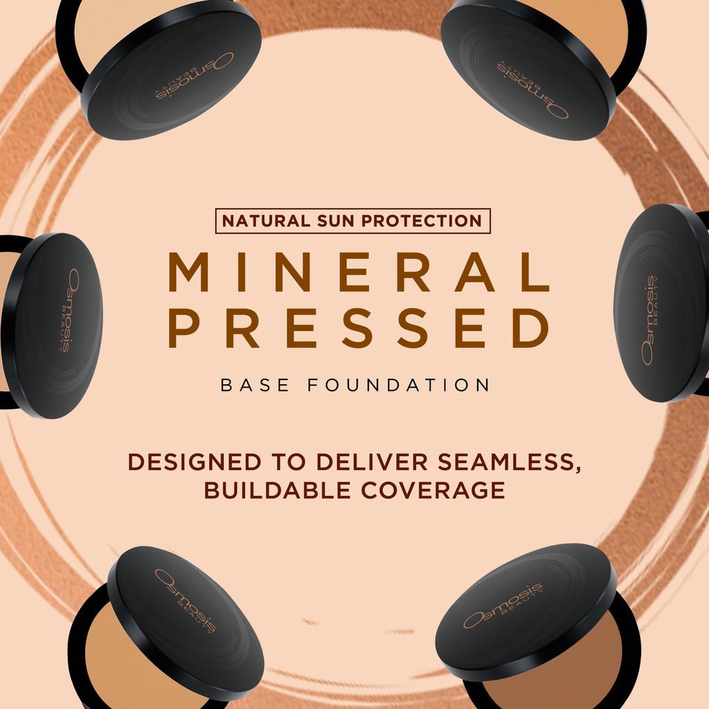 OSMOSIS Skincare Mineral Pressed Base Foundation — Golden Medium | Buildable Coverage, Semi-Matte Finish