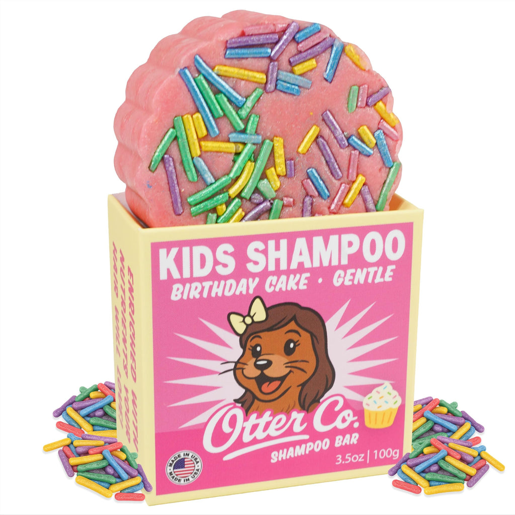 Otter Co. Kids Gentle Birthday Cake Shampoo Bar – Tear-Free, Organic & Vegan, USA Made