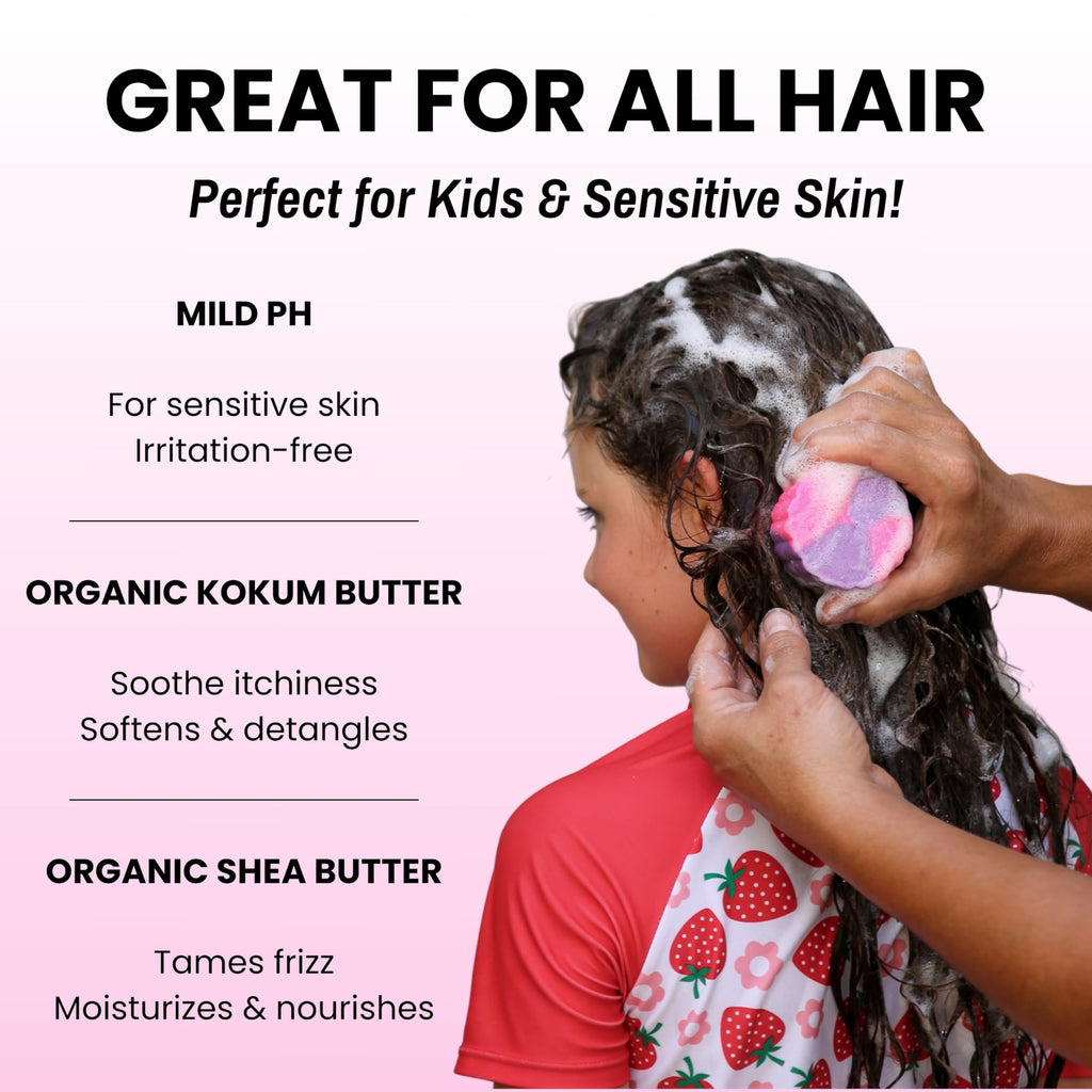 Otter Co. Kids Gentle Strawberry Shampoo Bar — Tear-Free, Sulfate-Free, Organic & USA Made