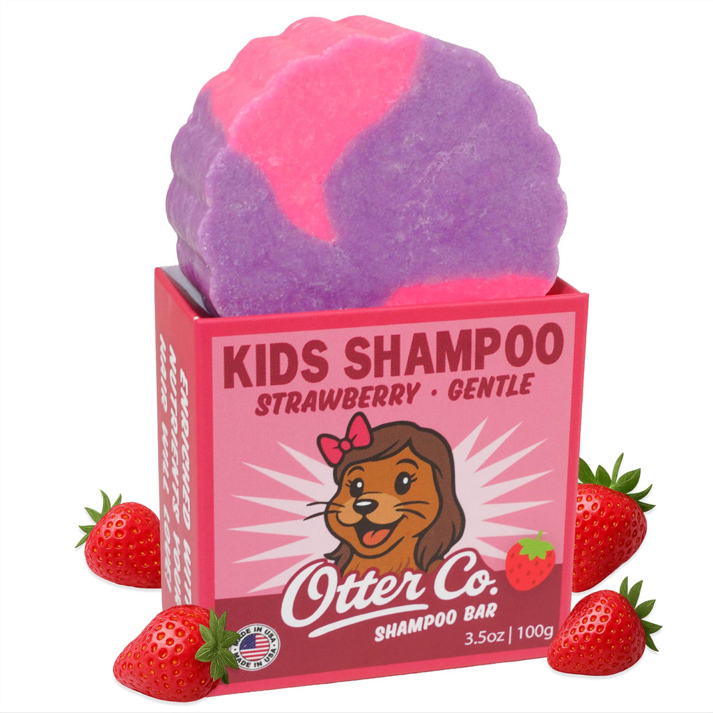 Otter Co. Kids Gentle Strawberry Shampoo Bar — Tear-Free, Sulfate-Free, Organic & USA Made