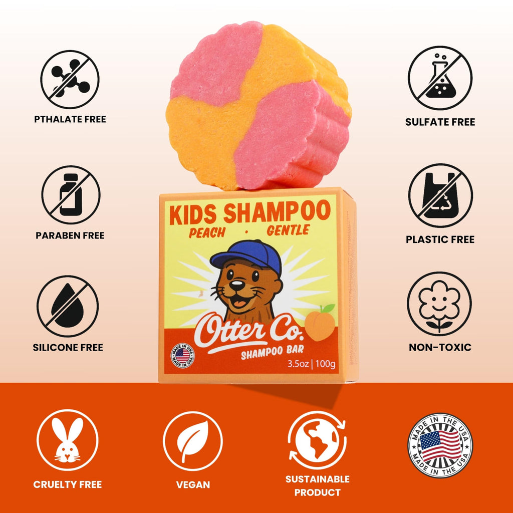 Otter co. Kids Gentle Peach Shampoo Bar – Tear-Free Organic Toddler Shampoo