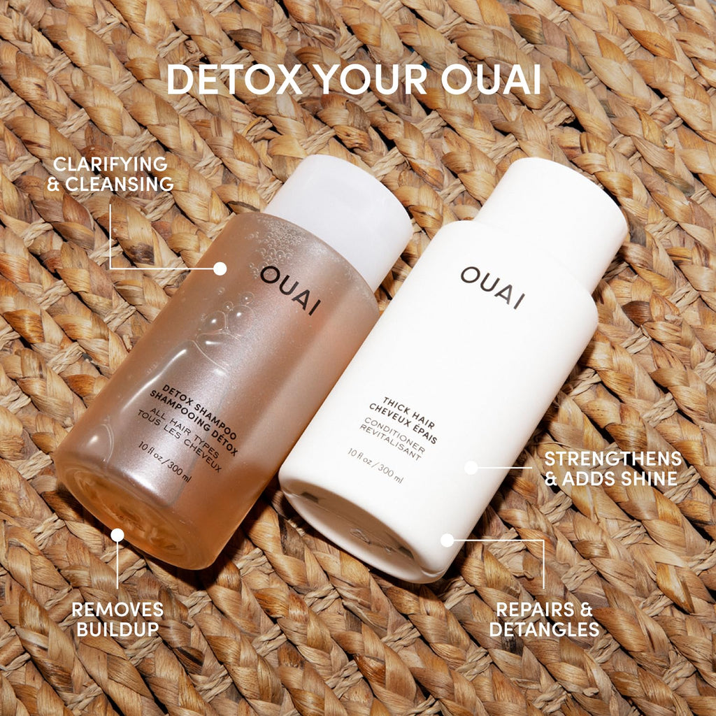 OUAI Detox Shampoo & Thick Hair Conditioner Bundle – Clarifying Shampoo for Build-Up, Dirt, Oil, and Hard Water; Moisturizing Conditioner for Thick Hair