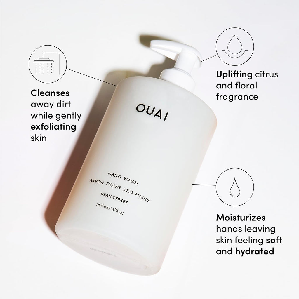 OUAI Hand Wash Dean Street – 2 Pack, 16 oz Each | Gentle Exfoliating Hand Soap