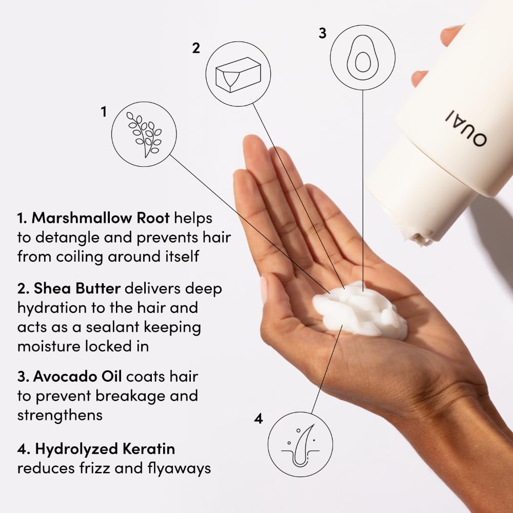 OUAI Thick Hair Shampoo & Conditioner Set – Travel Size with Keratin, Marshmallow Root, Shea Butter & Avocado Oil