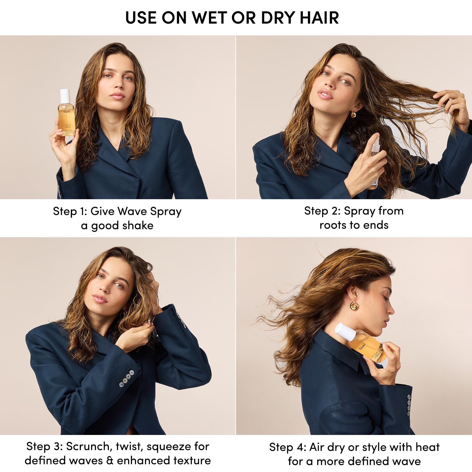 OUAI Leave-In Conditioner & Wave Spray Bundle | Frizz Control, Texture & Shine