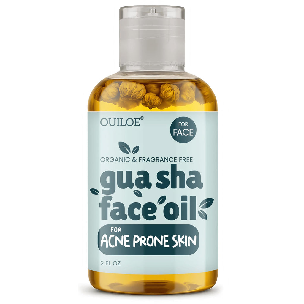 Ouiloe Gua Sha Oil for Acne Prone Skin - Unscented, Non-Comedogenic (2 oz)