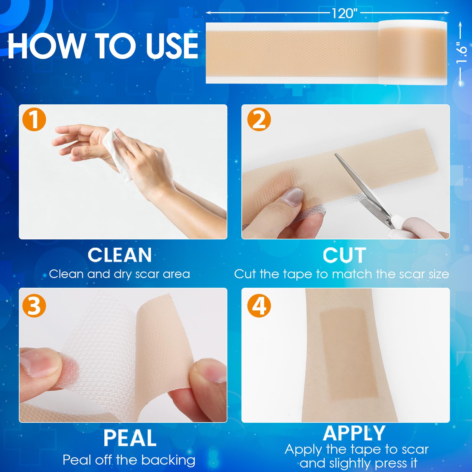 OUJEALEE Silicone Scar Tape Roll – Medical Grade, 1.6 x 60 in, 2-Pack