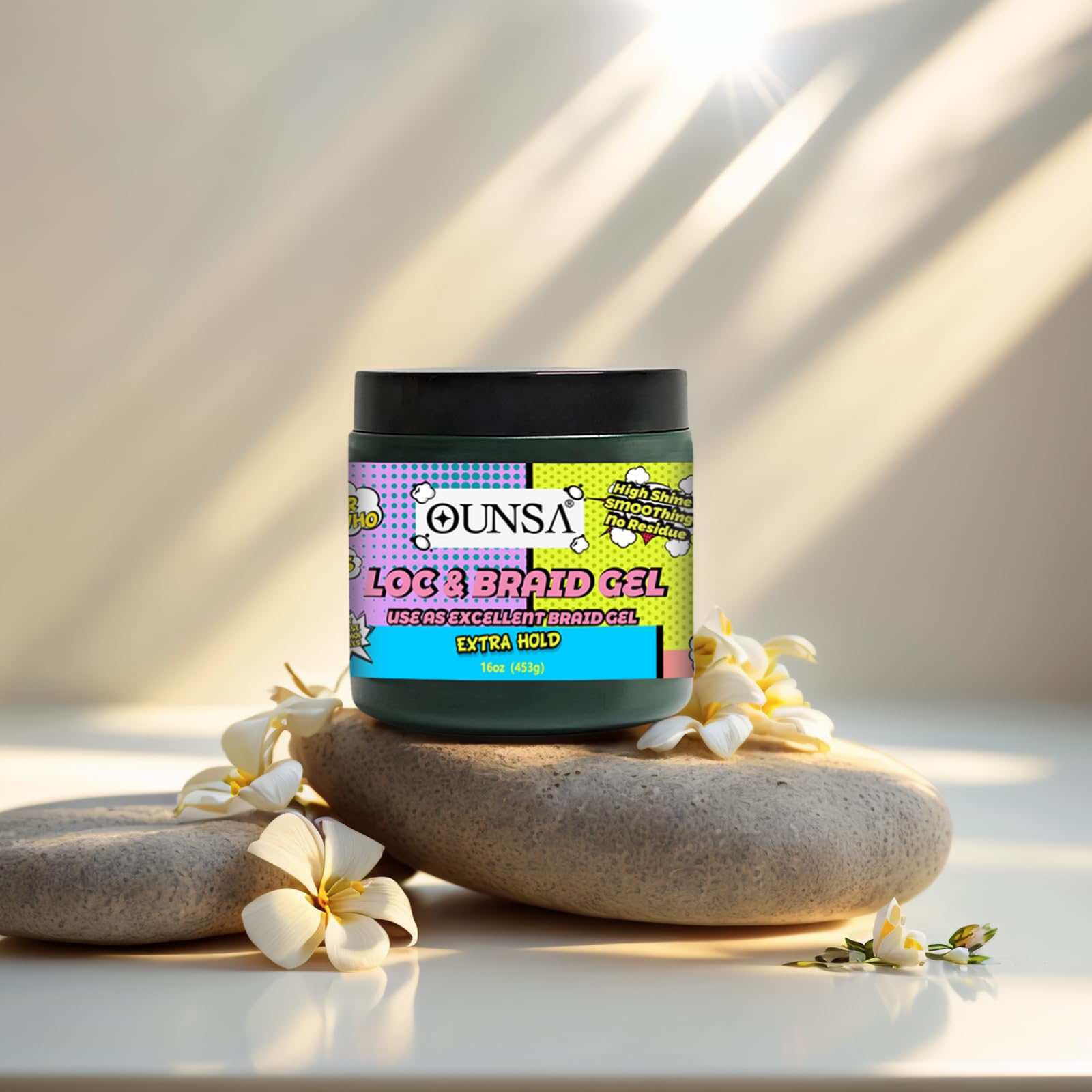 OUNSA Braid Gel for 4C Hair (16oz) – Extreme Hold, No Flake, Edge Control