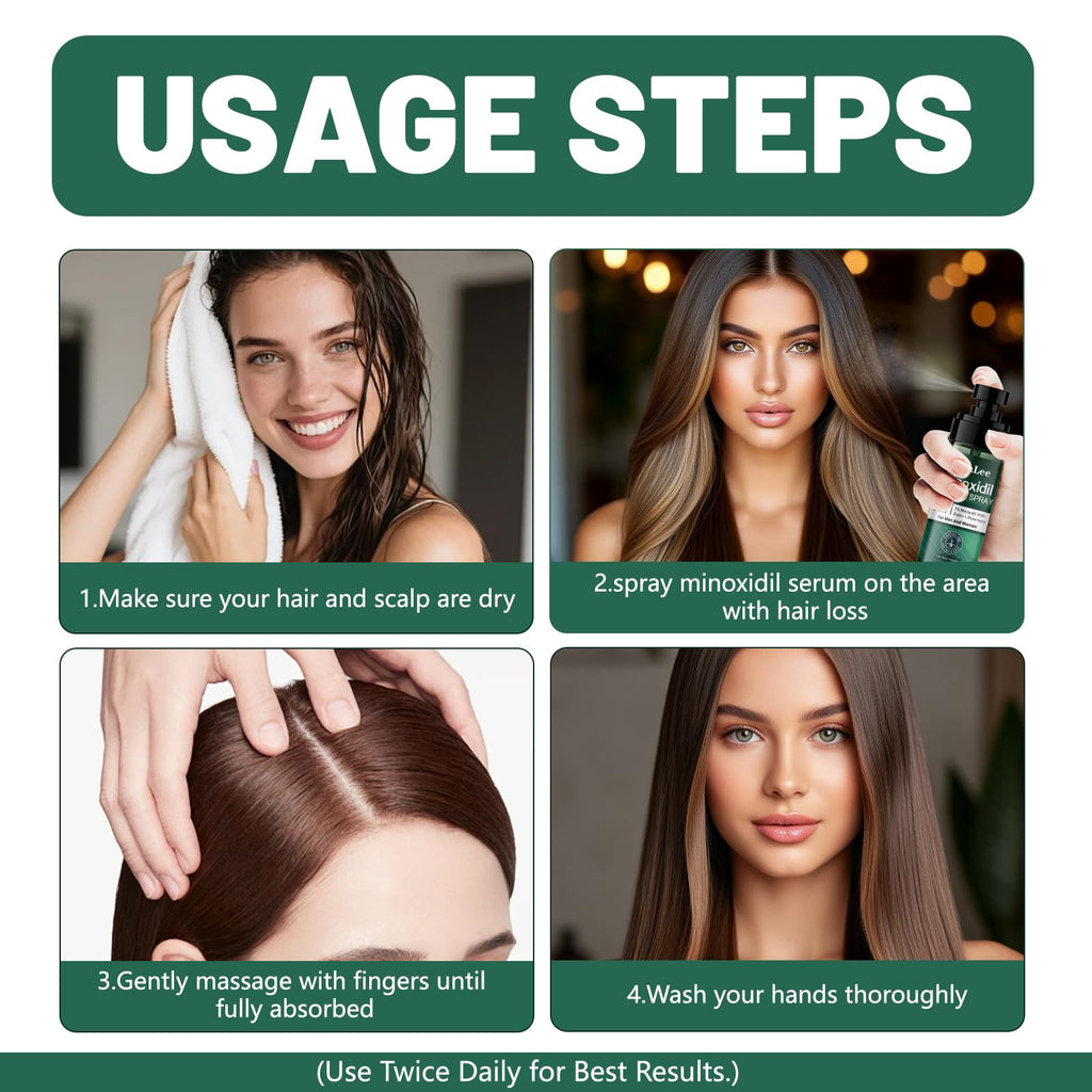 OURMUST 5% Minoxidil Hair Growth Spray for Men & Women – Biotin & Rosemary, 2 Bottles