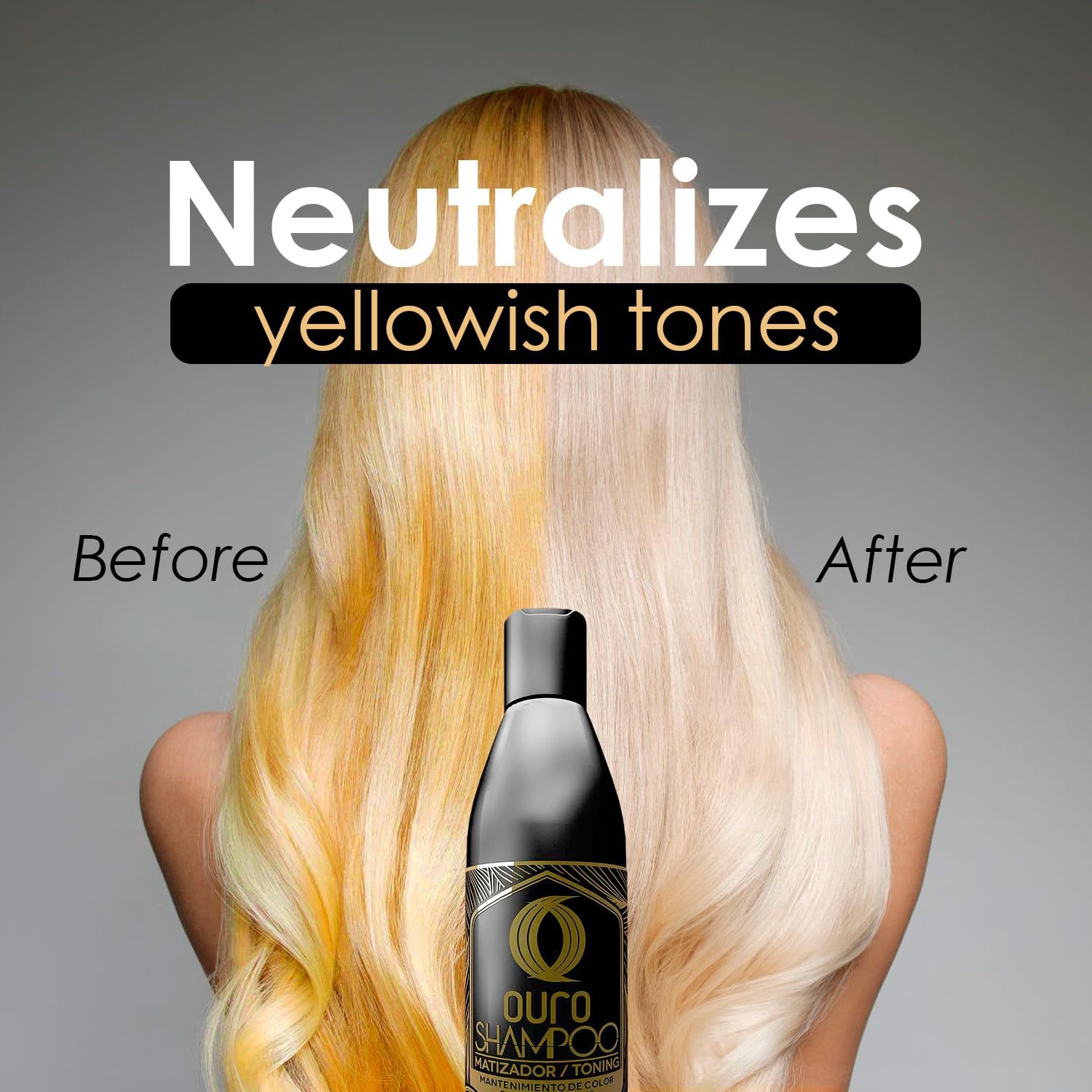 OURO Color-Enhancing Shampoo – Dark Brown & Black Hair, Neutralizes Yellow, Boosts Shine, Color Protection (8.45 oz)