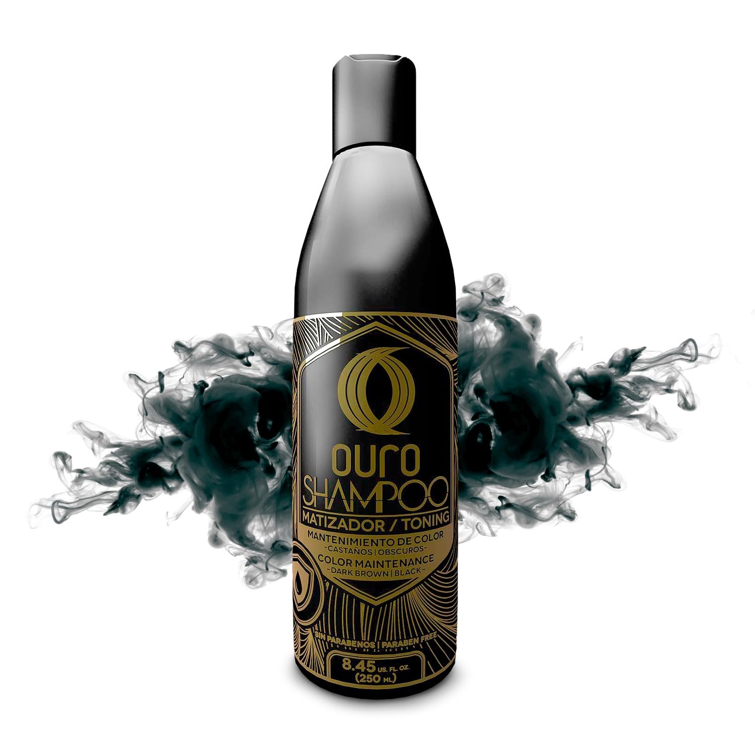 OURO Color-Enhancing Shampoo – Dark Brown & Black Hair, Neutralizes Yellow, Boosts Shine, Color Protection (8.45 oz)
