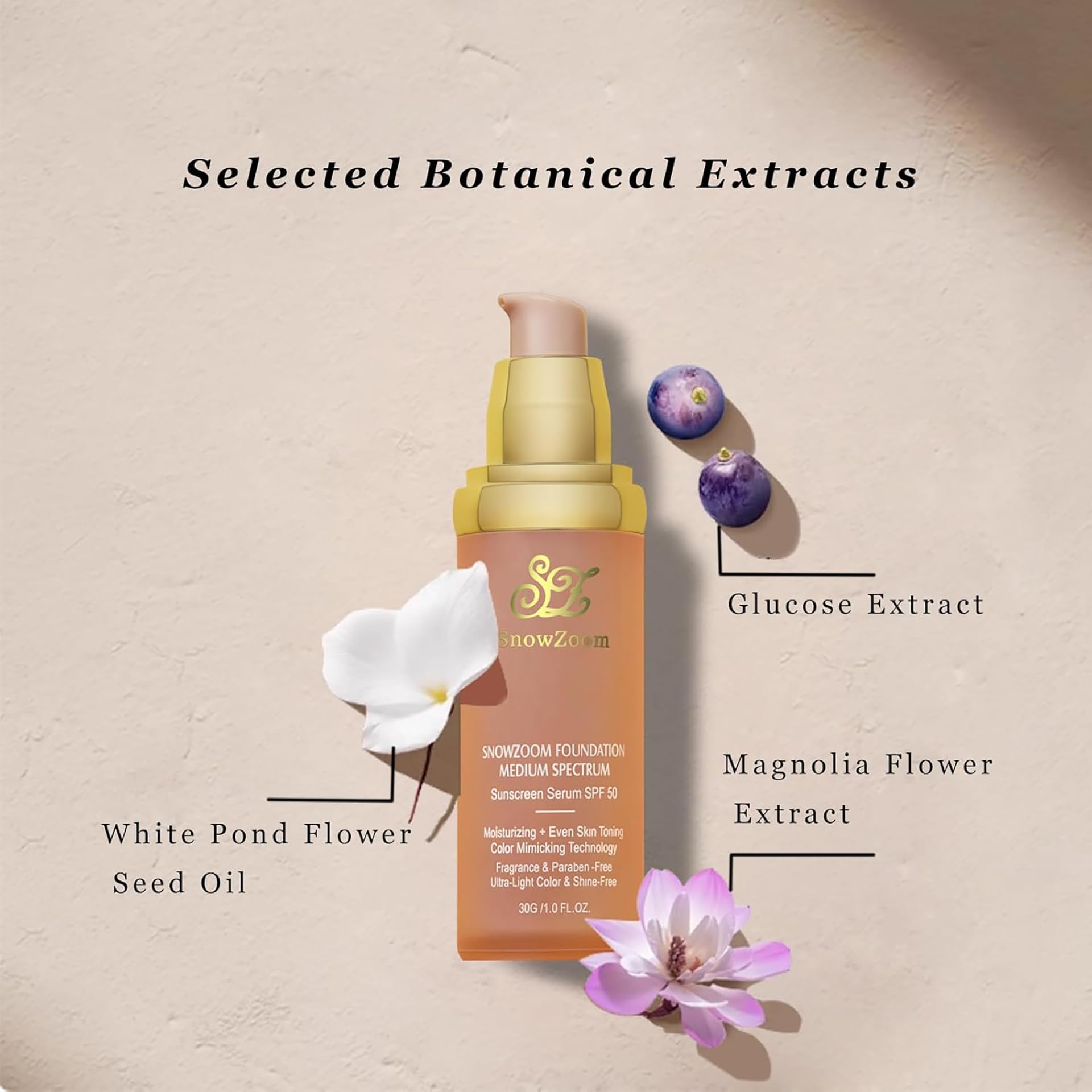 OUSHANG Bio Color Changing Foundation 4-in-1 SPF 50+ Deep Natural – Hydrating, Waterproof