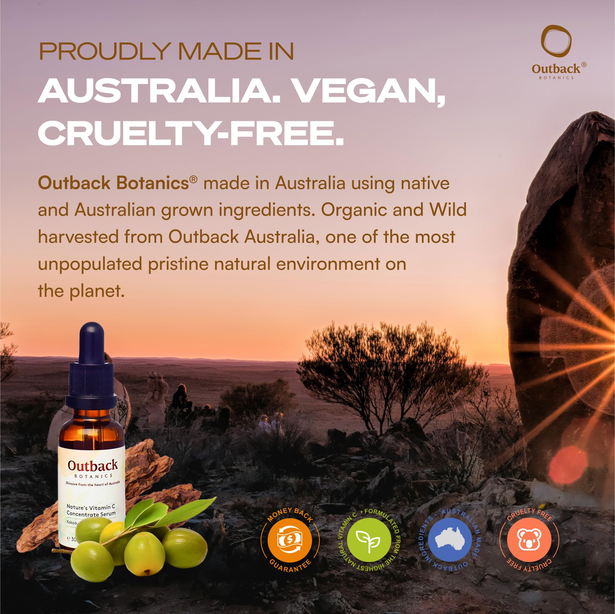 Outback Botanics Vitamin C Serum with Kakadu Plum | 100x Vitamin C, Hydrating & Anti-Aging | 1 fl oz