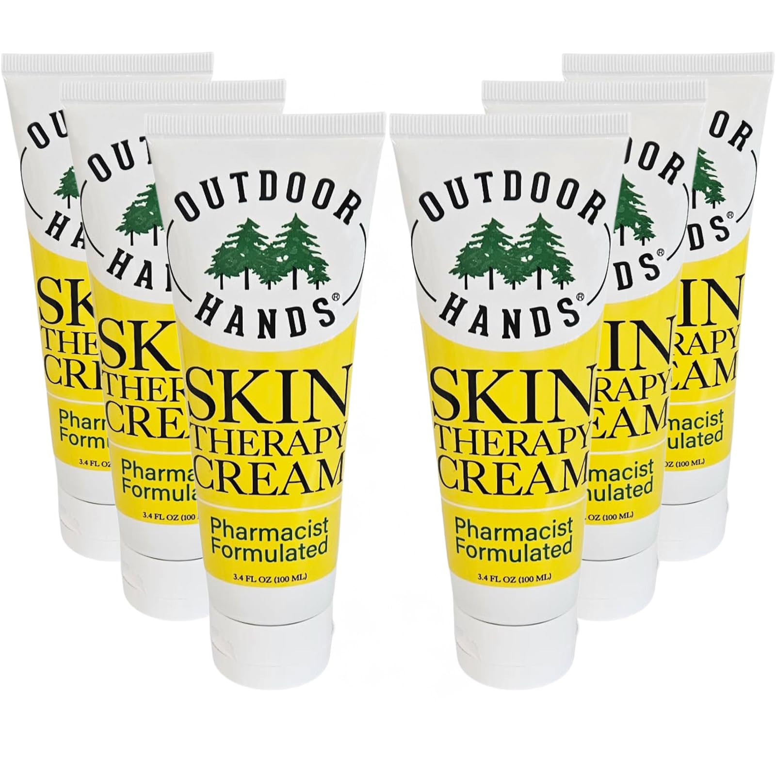 Outdoor Hands Skin Therapy Cream – Pharmacist-Formulated Hand Cream with Organic Oils & Botanical Extracts | 3.4oz, 6 Pack