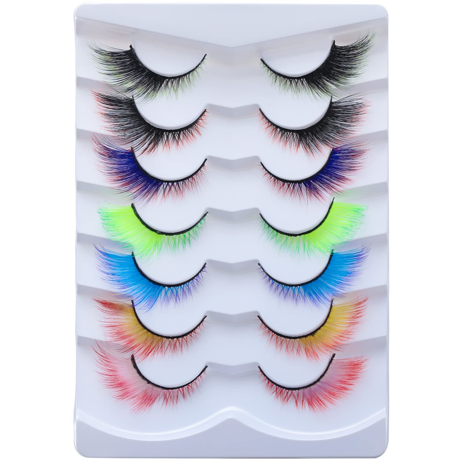 Outopen 7 Pairs Angel Colored Lashes – Fluffy Winged Fox Eye Look for Halloween & Cosplay