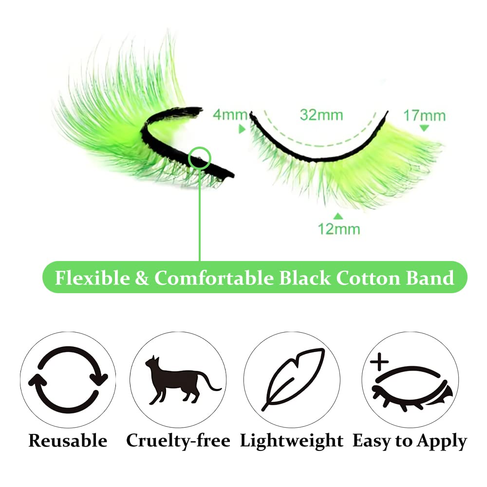 Outopen 7 Pairs Angel Colored Lashes – Fluffy Winged Fox Eye Look for Halloween & Cosplay