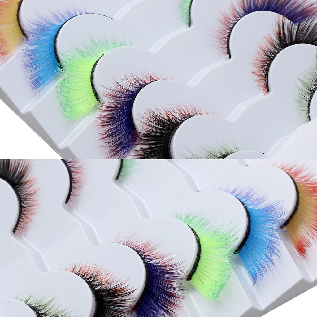 Outopen 7 Pairs Angel Colored Lashes – Fluffy Winged Fox Eye Look for Halloween & Cosplay