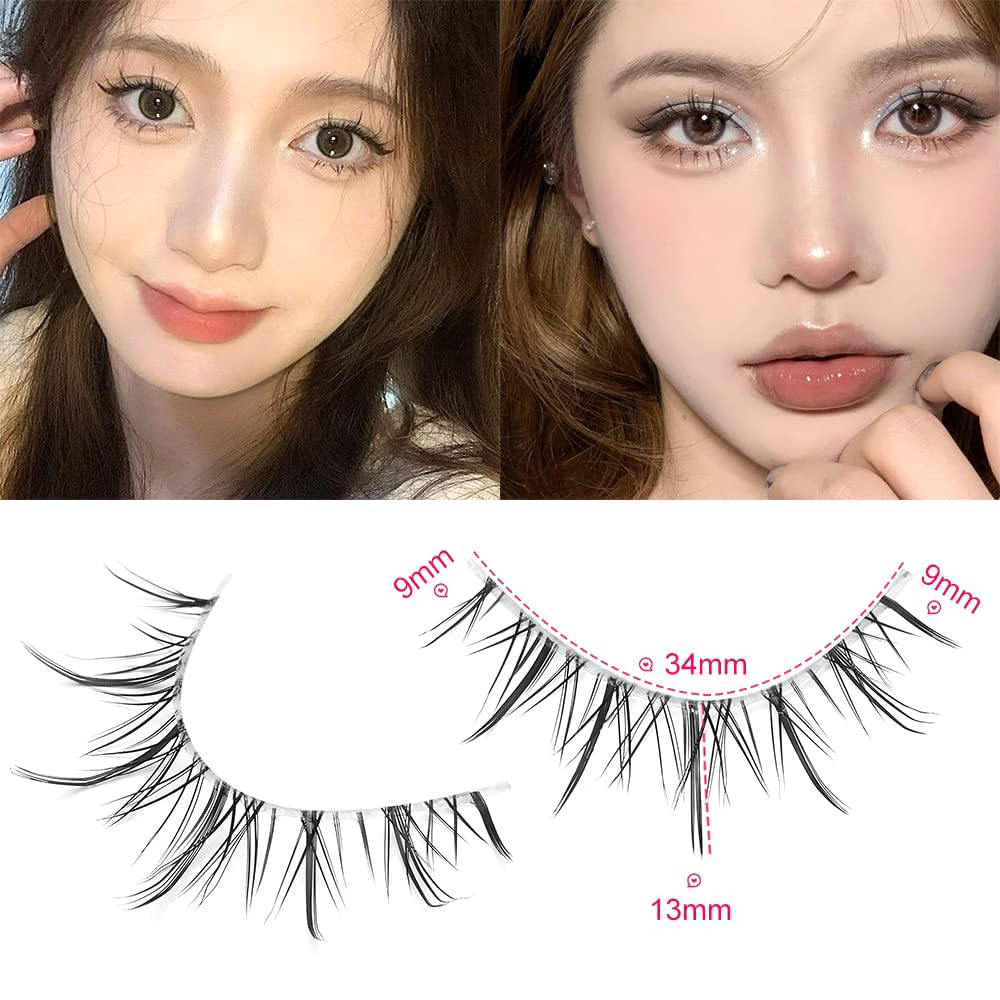 Outopen Manga Lashes with Clear Band – 9-13mm Asian Style False Eyelashes
