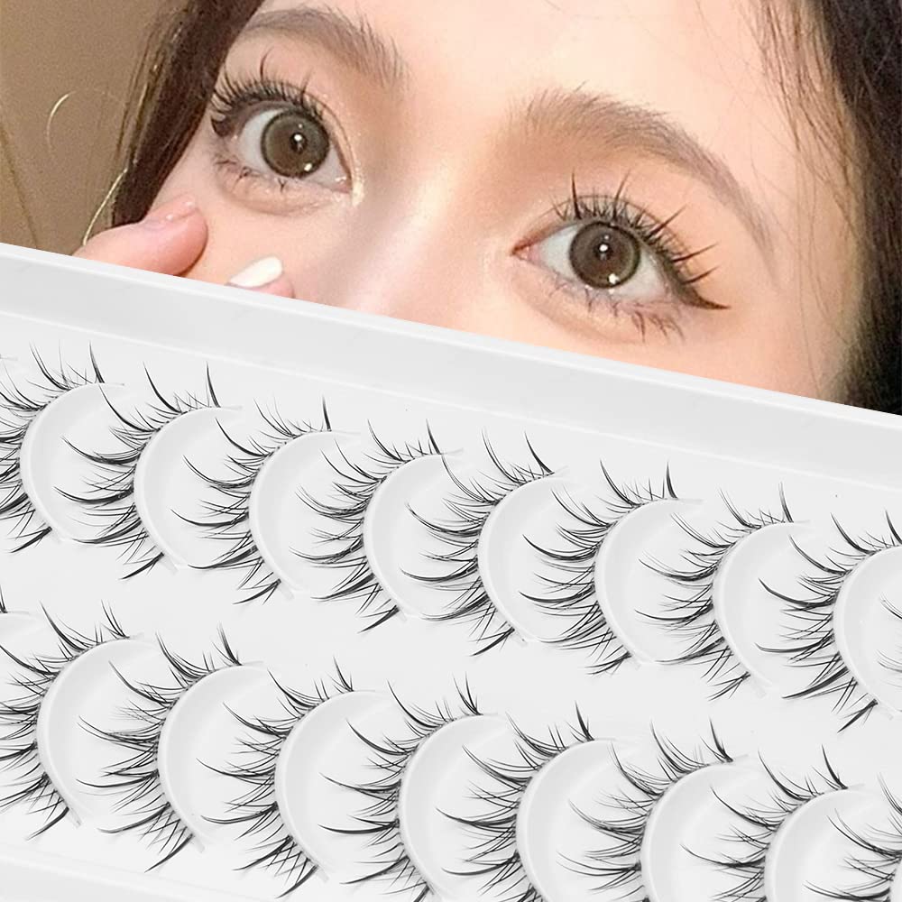 Outopen Manga Lashes with Clear Band – 9-13mm Asian Style False Eyelashes