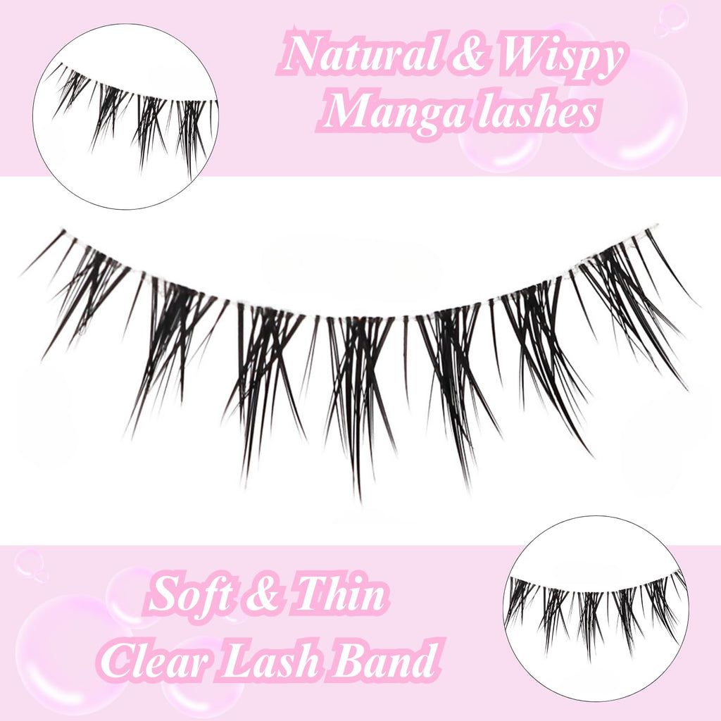 outopen Manga Lashes – 10 Pairs Natural Look Wispy Spiky Anime Lashes for Cosplay
