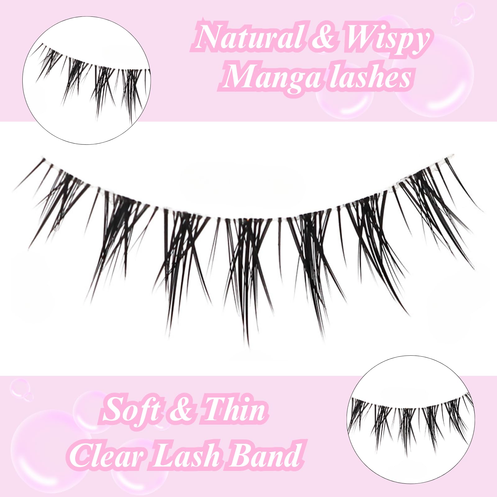outopen Manga Lashes – 10 Pairs Natural Look Wispy Spiky Anime Lashes for Cosplay