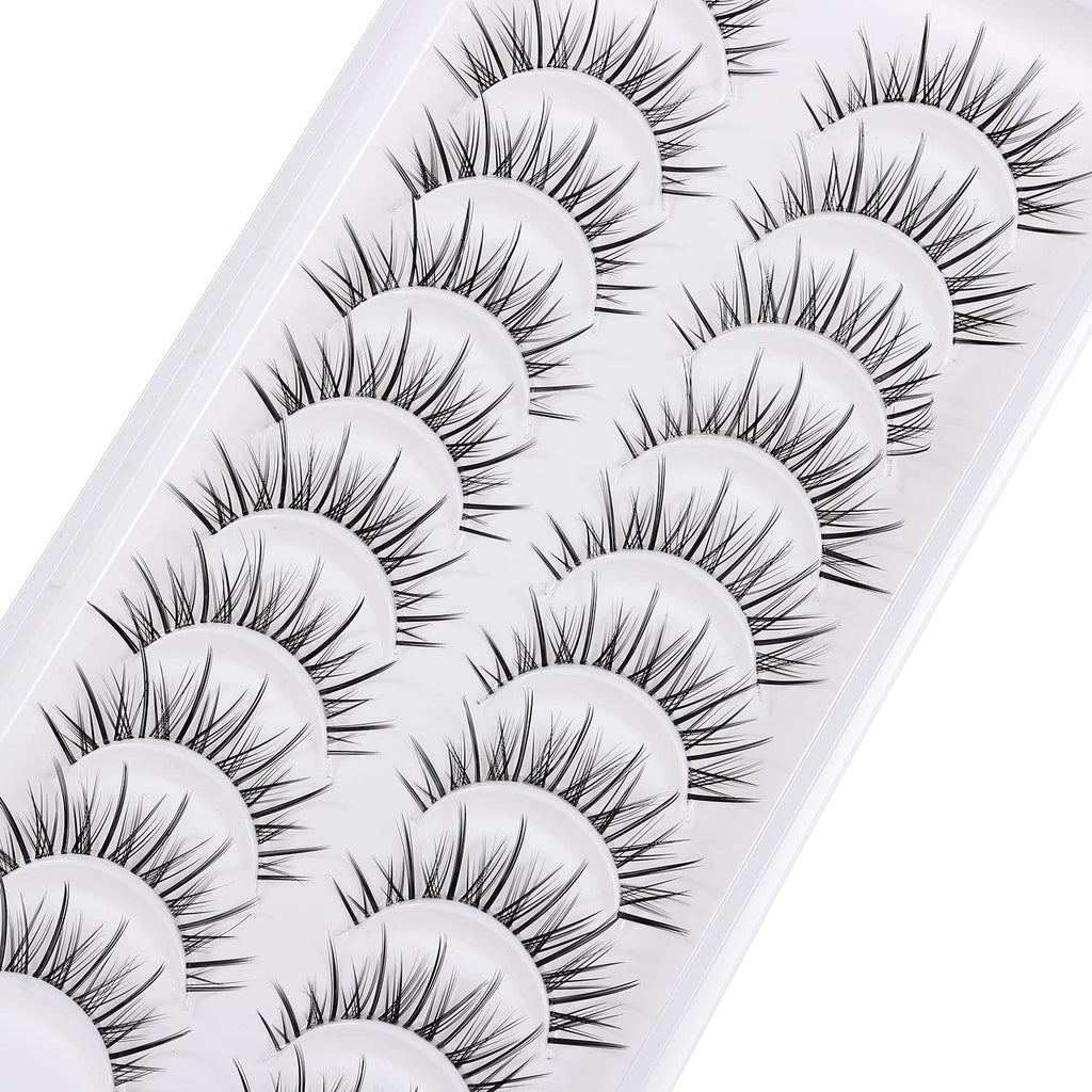 outopen Manga Lashes – Natural Look Anime Style with Clear Band, 10 Pairs Pack