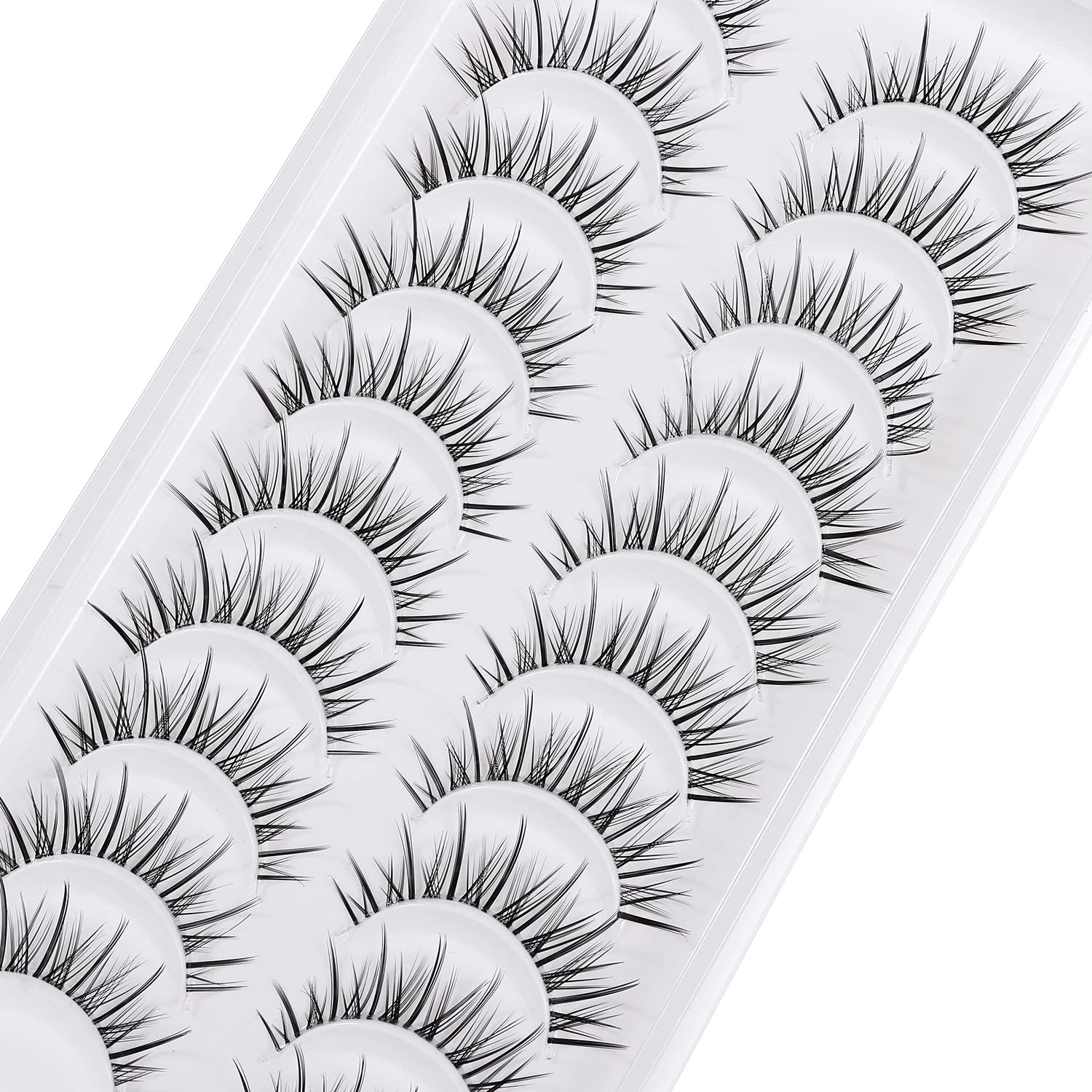 outopen Manga Lashes – Natural Look Anime Style with Clear Band, 10 Pairs Pack