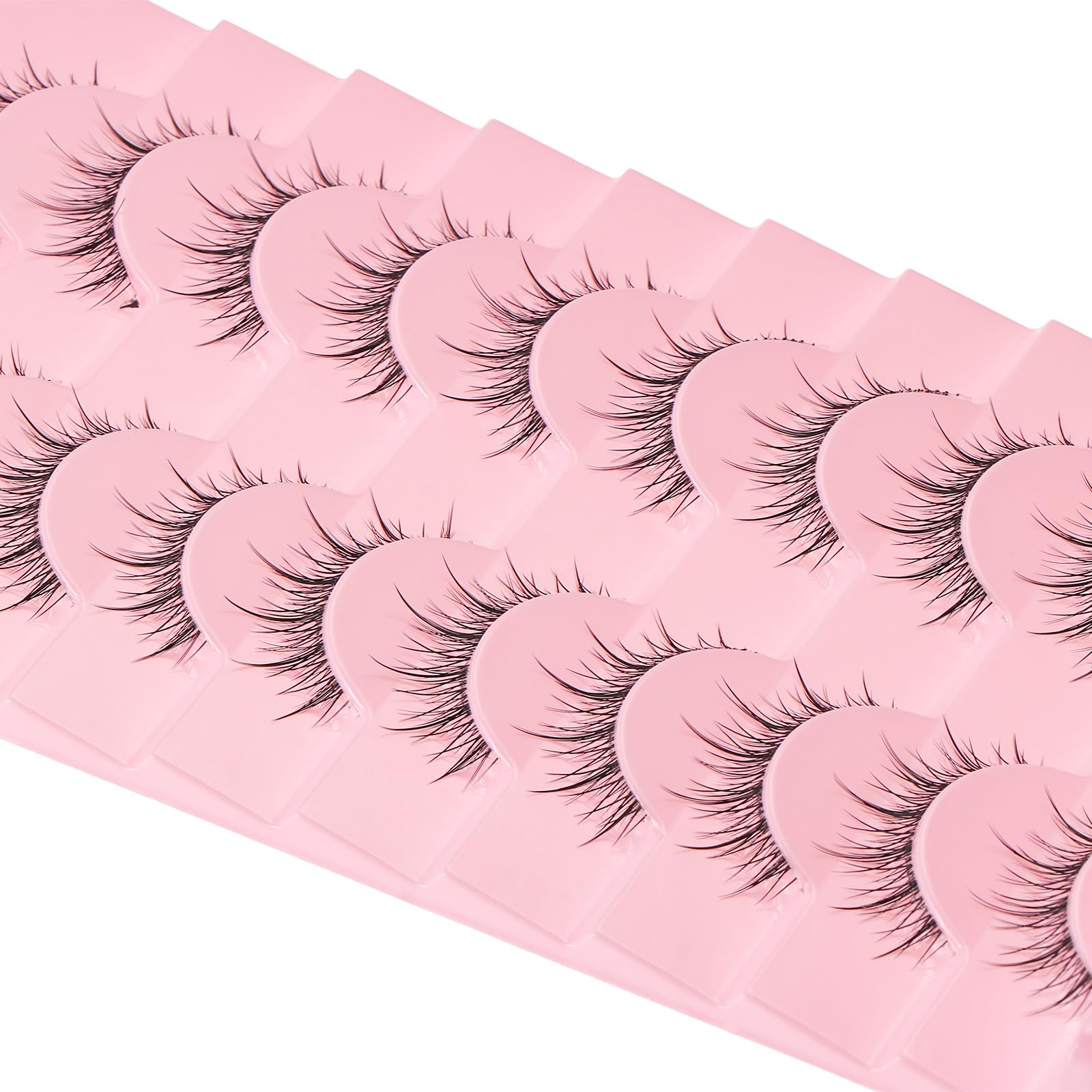 Outopen Manga Lashes - Natural Look Wispy Spiky Anime Lashes with Clear Band for Cosplay