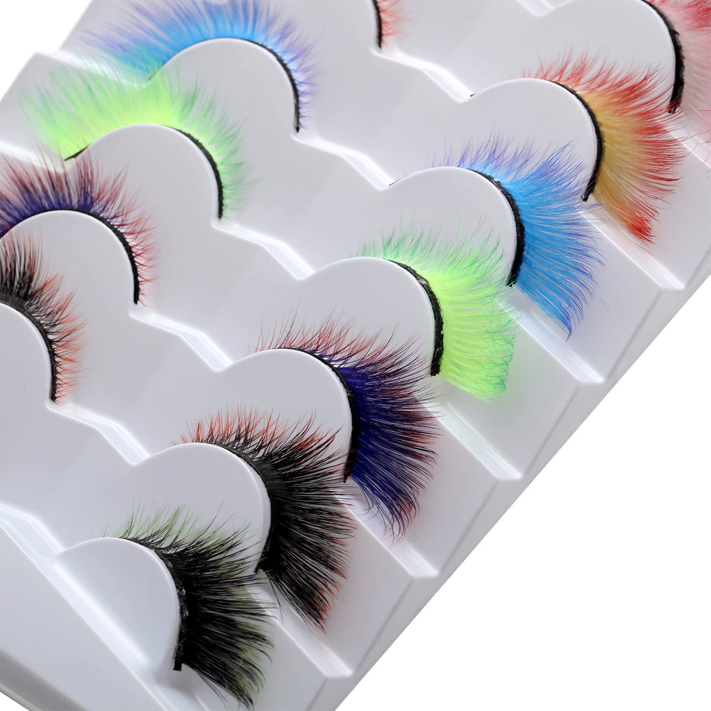 Outopen 7 Pairs Angel Colored Lashes – Fluffy Winged Fox Eye Look for Halloween & Cosplay