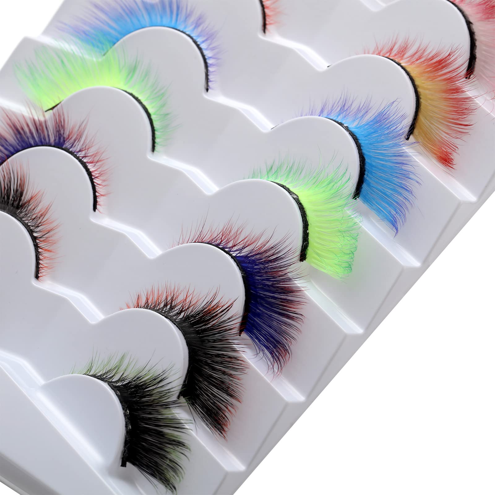 Outopen 7 Pairs Angel Colored Lashes – Fluffy Winged Fox Eye Look for Halloween & Cosplay