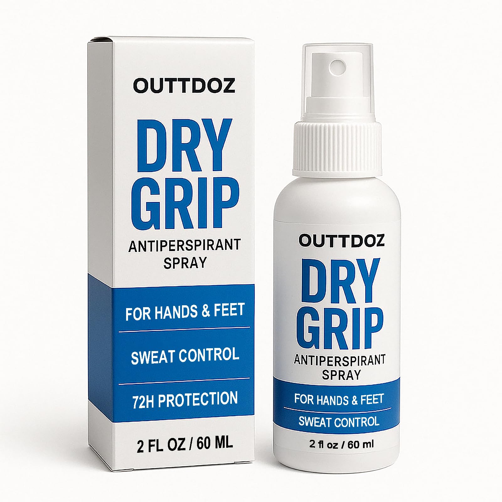 OUTTDOZ DryGrip Antiperspirant Spray for Hands & Feet – Extra Strength Sweat Control (15% Aluminum Chloride) for Climbing, Gymnastics, Weightlifting, Dance & Sports