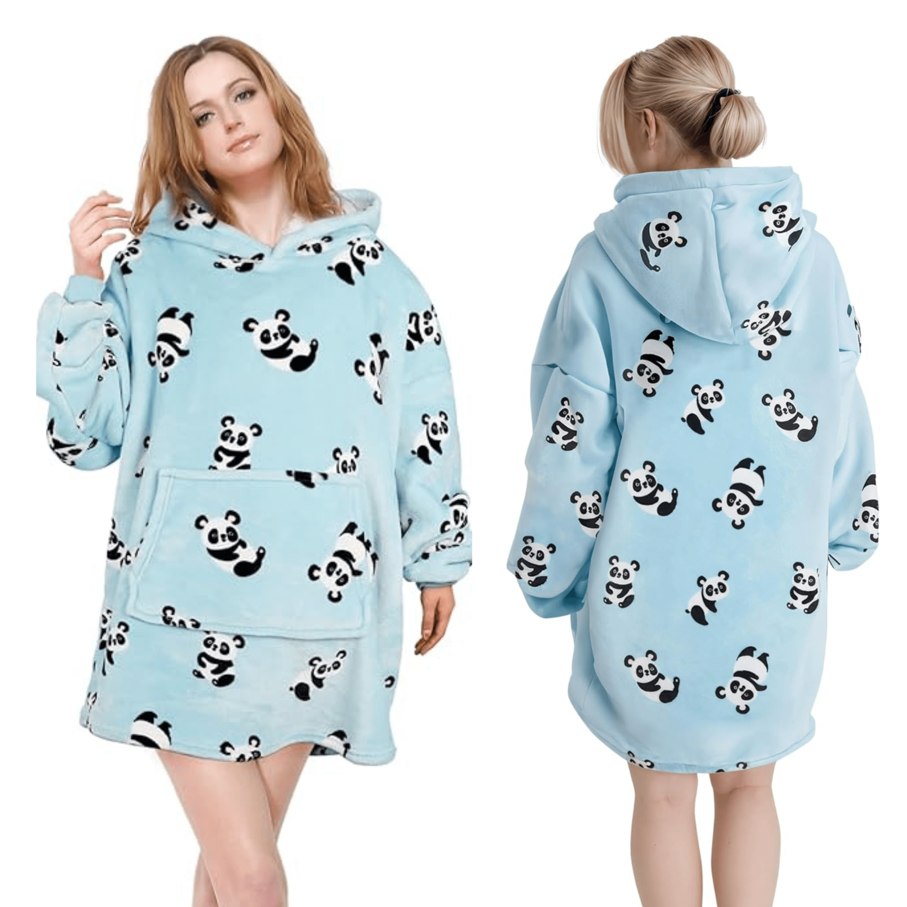 Daisy Dreamer Oversized Panda Hooded Plush Fleece Blanket With Sherpa Lining Cotton Rich Everyday Comfort