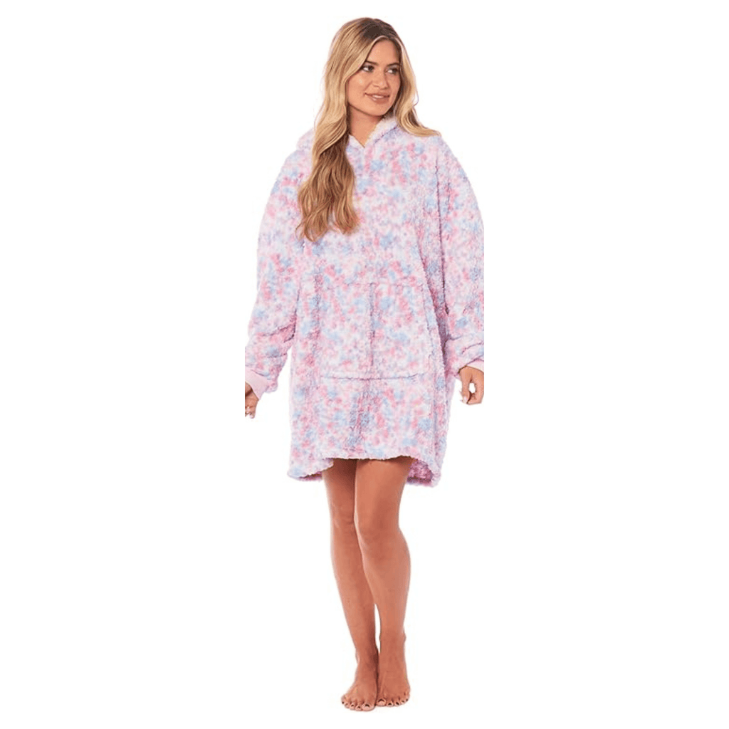 Daisy Dreamer Oversized Rainbow Hooded Blanket Sweatshirt With Sherpa Fur Lining