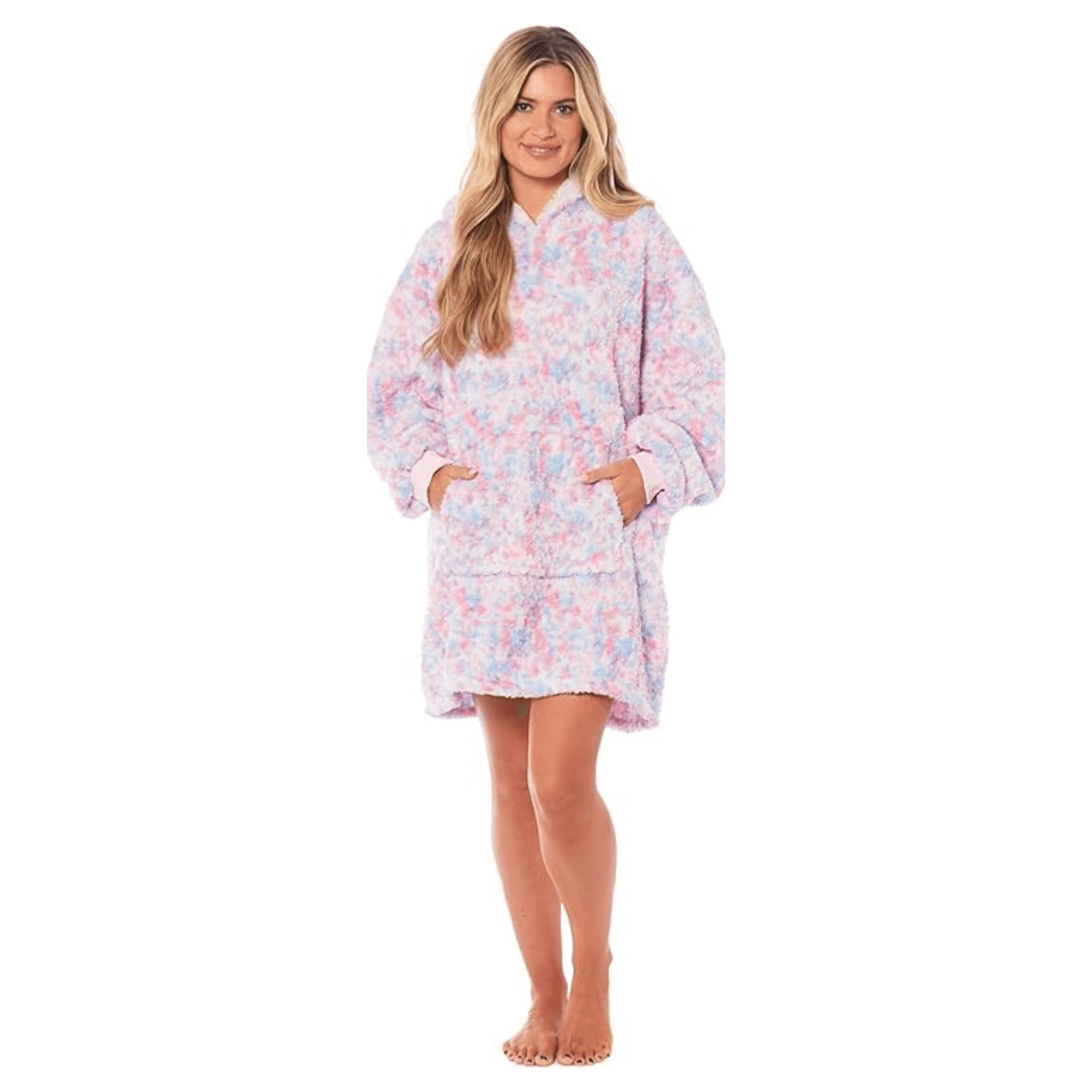 Daisy Dreamer Oversized Rainbow Hooded Blanket Sweatshirt With Sherpa Fur Lining