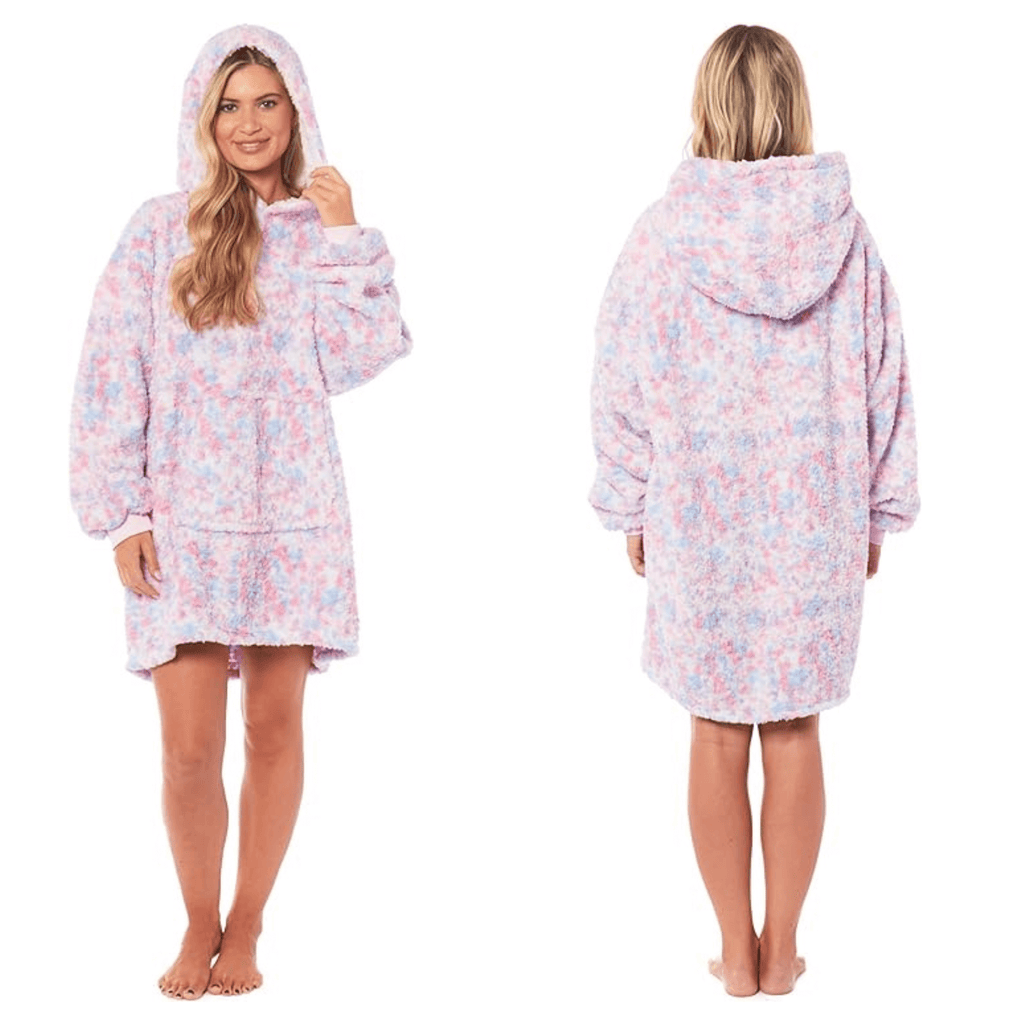 Daisy Dreamer Oversized Rainbow Hooded Blanket Sweatshirt With Sherpa Fur Lining